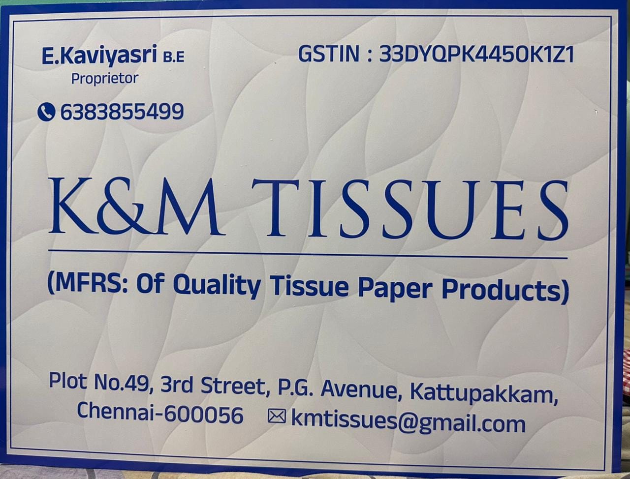 K & M Tissue Sign Board